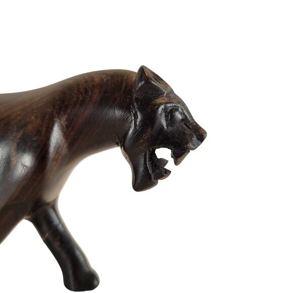 Hand Carved Wood Lion Figurine Safari Jungle Decor 6" Animal Statue  READ - Picture 10 of 13